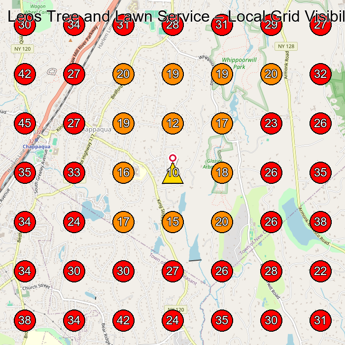 Leos Tree and Lawn Service GeoGrid visibility map for Lawn Care Service in None